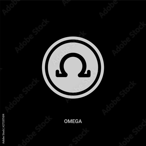 white omega vector icon on black background. modern flat omega from greece concept vector sign symbol can be use for web, mobile and logo.