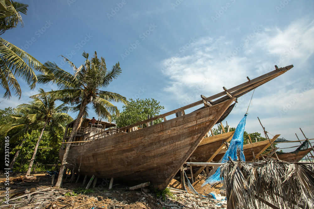 Place for macking traditional wooden boats in Sulawesi Bria Indoneisa