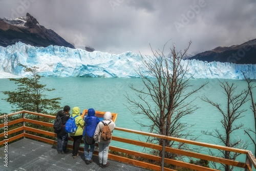 Tourist on the Perito Moreno Glacier. El Calafate, Argentina. Los Glaciares National Park, Patagonia. photo