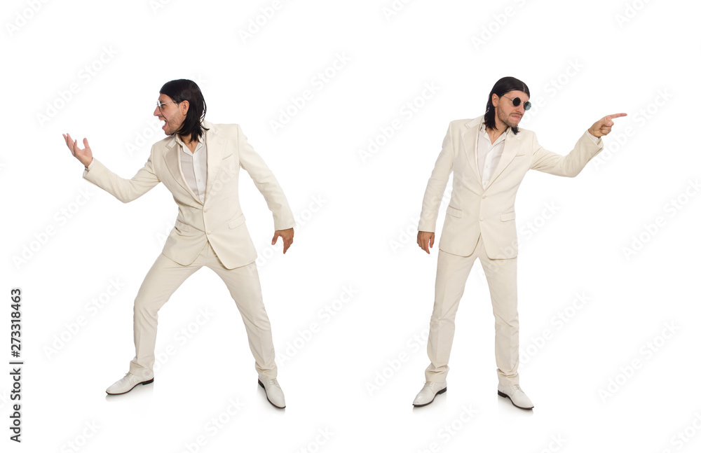 Man in funny concept isolated on white Man in funny concept isolated on white