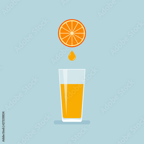 Juice from orange into glass