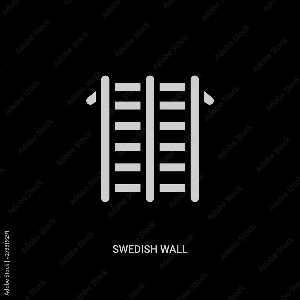 white swedish wall vector icon on black background. modern flat swedish wall from gym equipment concept vector sign symbol can be use for web, mobile and logo. white swedish wall vector icon on black background. modern flat swedish wall from gym equipment concept vector sign symbol can be use for web, mobile and logo.
