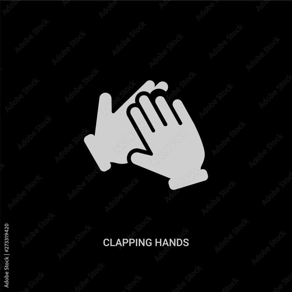 white clapping hands vector icon on black background. modern flat clapping hands from hands and guestures concept vector sign symbol can be use for web, mobile and logo. white clapping hands vector icon on black background. modern flat clapping hands from hands and guestures concept vector sign symbol can be use for web, mobile and logo.
