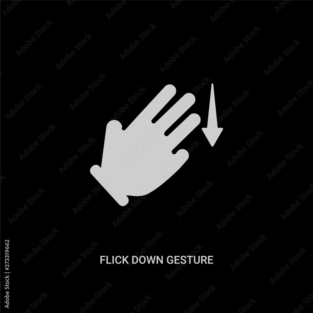 white flick down gesture vector icon on black background. modern flat flick down gesture from hands and guestures concept vector sign symbol can be use for web, mobile and logo. white flick down gesture vector icon on black background. modern flat flick down gesture from hands and guestures concept vector sign symbol can be use for web, mobile and logo.