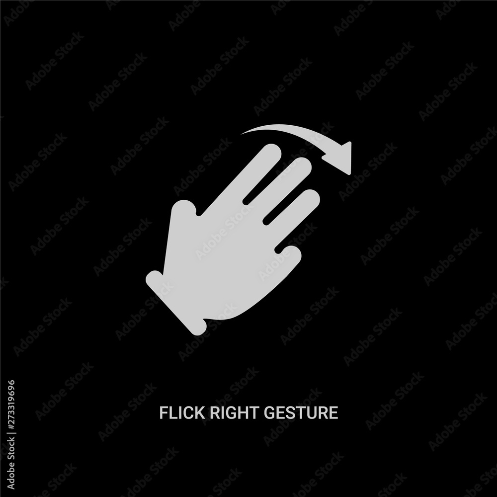 white flick right gesture vector icon on black background. modern flat flick right gesture from hands and guestures concept vector sign symbol can be use for web, mobile and logo. white flick right gesture vector icon on black background. modern flat flick right gesture from hands and guestures concept vector sign symbol can be use for web, mobile and logo.