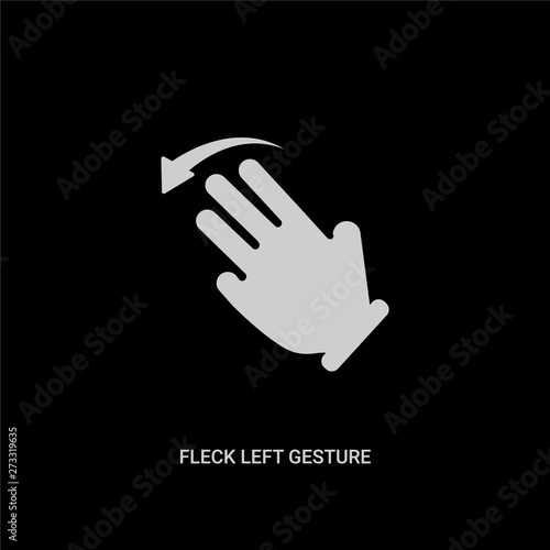 white fleck left gesture vector icon on black background. modern flat fleck left gesture from hands and guestures concept vector sign symbol can be use for web, mobile and logo.