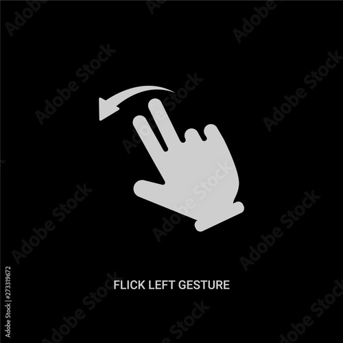 white flick left gesture vector icon on black background. modern flat flick left gesture from hands and guestures concept vector sign symbol can be use for web, mobile and logo.