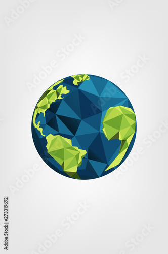 Save Earth Planet and the world. World environment day concept. geometric green earth.