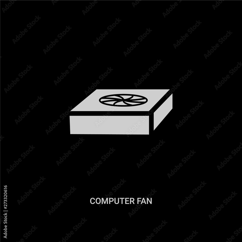 white computer fan vector icon on black background. modern flat computer fan from hardware concept vector sign symbol can be use for web, mobile and logo. white computer fan vector icon on black background. modern flat computer fan from hardware concept vector sign symbol can be use for web, mobile and logo.