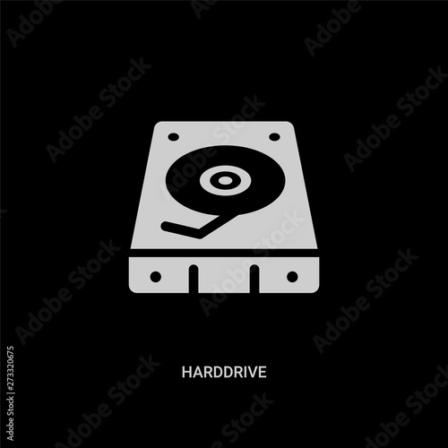 white harddrive vector icon on black background. modern flat harddrive from hardware concept vector sign symbol can be use for web, mobile and logo.