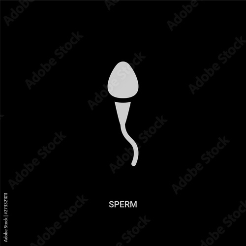 white sperm vector icon on black background. modern flat sperm from health and medical concept vector sign symbol can be use for web, mobile and logo.
