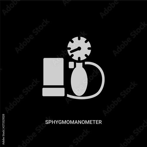 white sphygmomanometer vector icon on black background. modern flat sphygmomanometer from health and medical concept vector sign symbol can be use for web, mobile and logo.