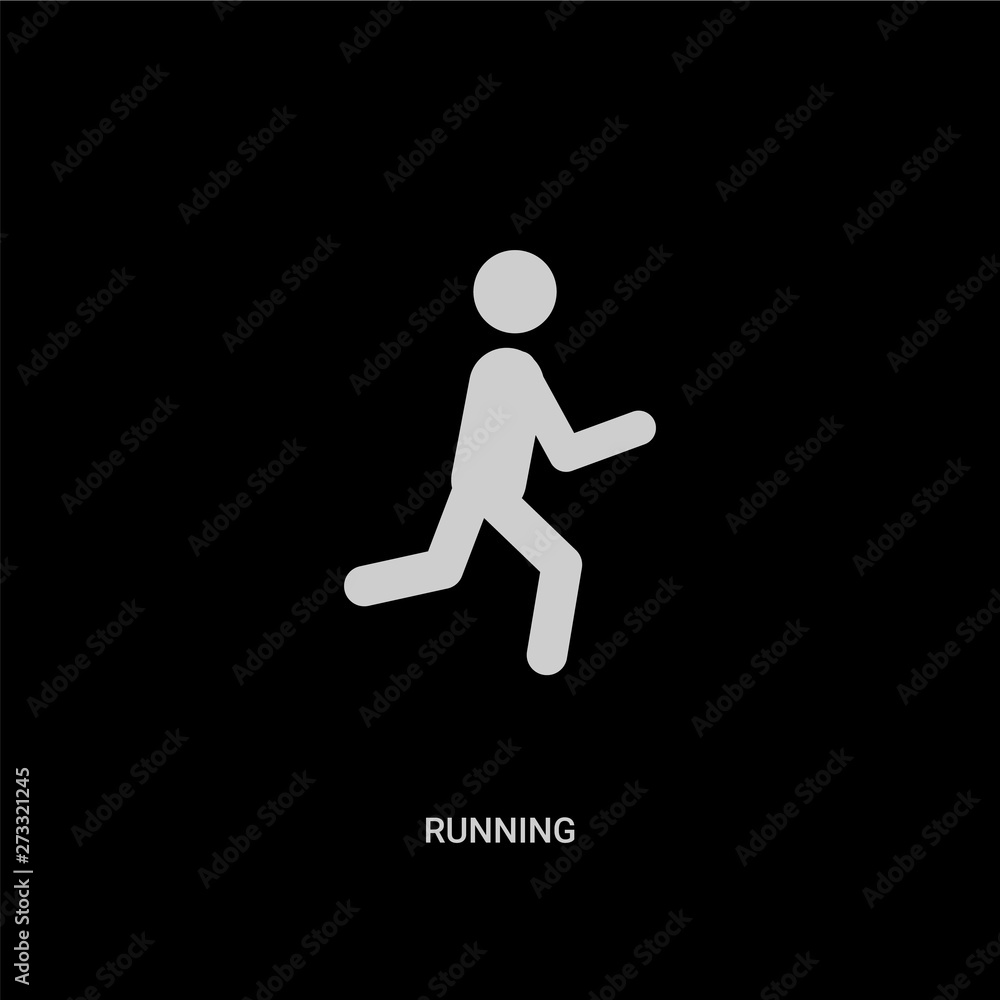 white running vector icon on black background. modern flat running from health and medical concept vector sign symbol can be use for web, mobile and logo.