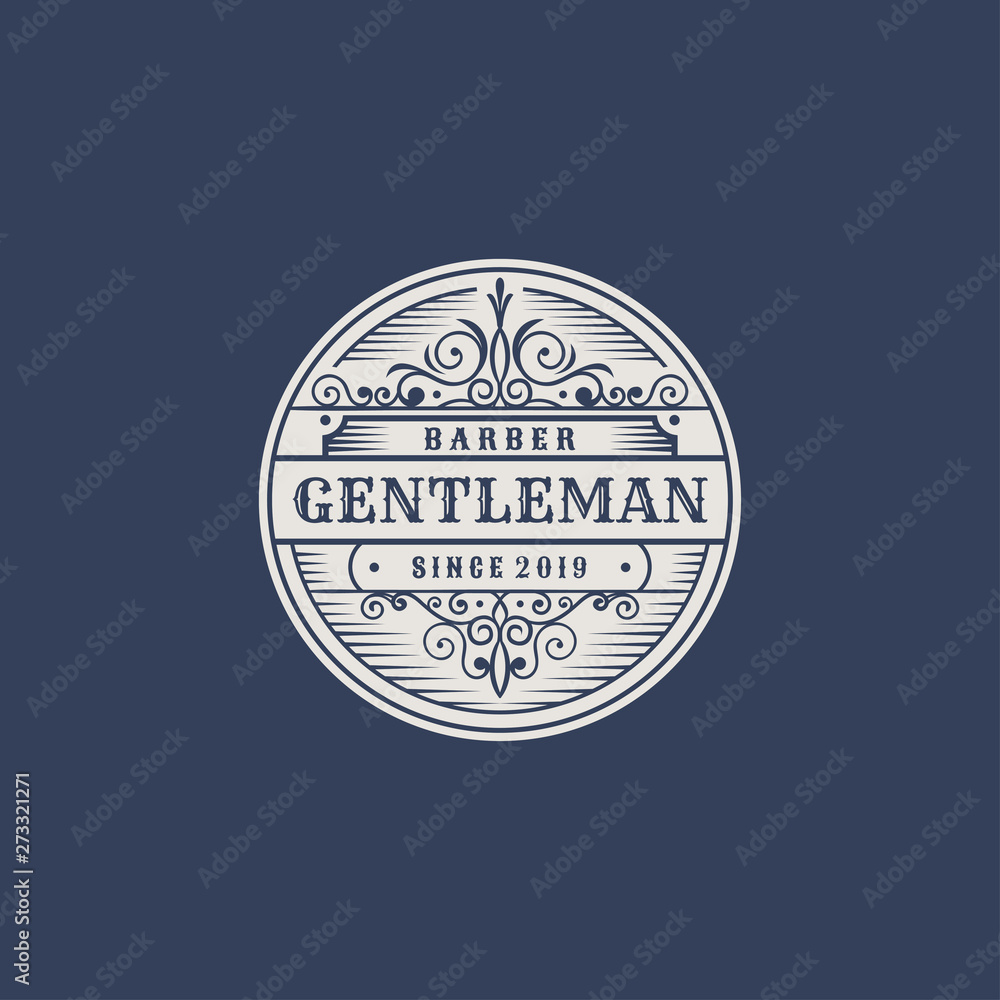 Fototapeta premium vintage badges of barber shop, haircut and emblems