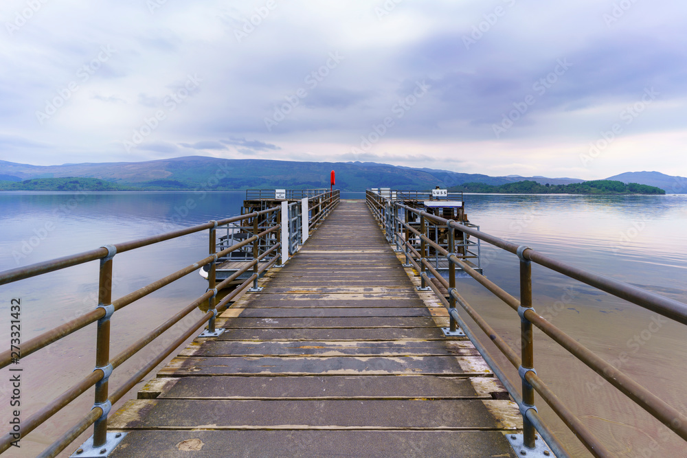 Beautiful scenery of Loch Lomond in Luss at the pier , Scotland