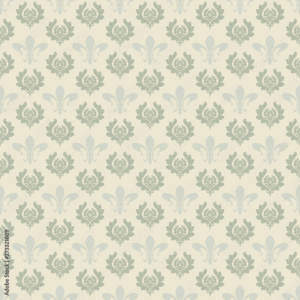 Damask seamless pattern with floral patterns. Vector graphics
