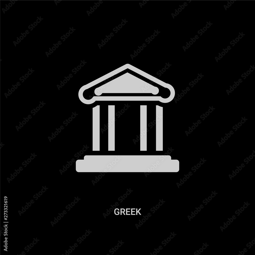 white greek vector icon on black background. modern flat greek from history concept vector sign symbol can be use for web, mobile and logo.