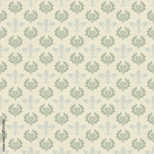 Damask seamless pattern with floral patterns. Vector graphics