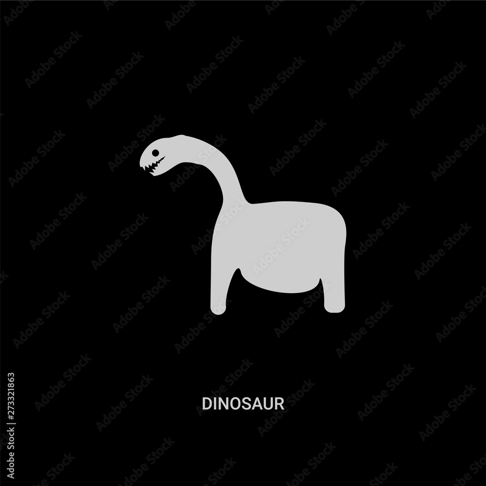 Fototapeta premium white dinosaur vector icon on black background. modern flat dinosaur from history concept vector sign symbol can be use for web, mobile and logo.