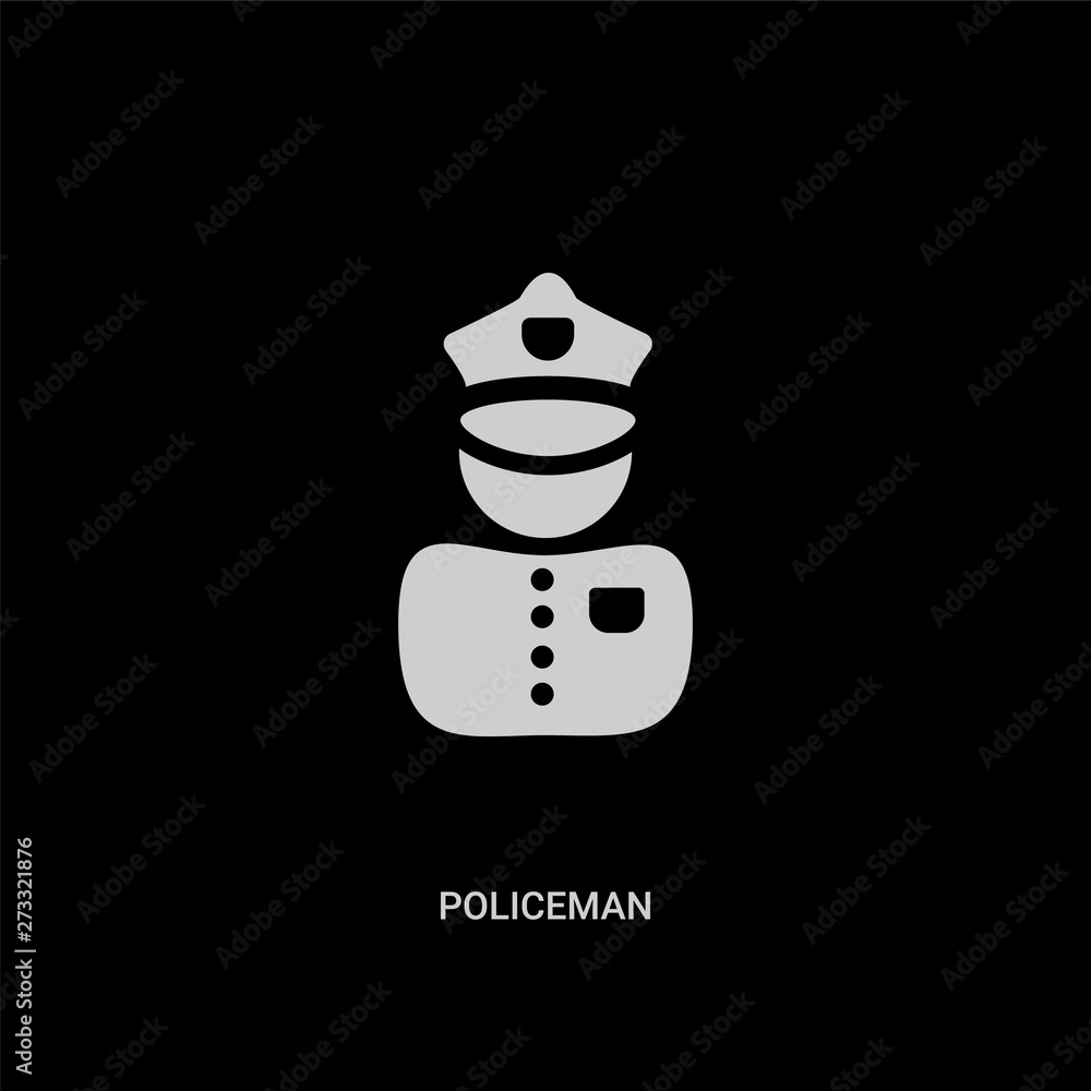 white policeman vector icon on black background. modern flat policeman from history concept vector sign symbol can be use for web, mobile and logo.
