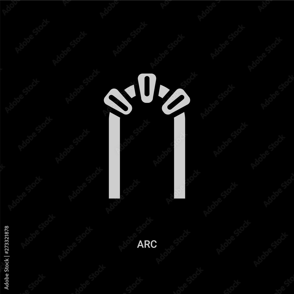 Obraz premium white arc vector icon on black background. modern flat arc from history concept vector sign symbol can be use for web, mobile and logo.