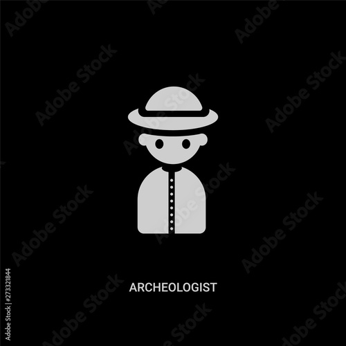 white archeologist vector icon on black background. modern flat archeologist from history concept vector sign symbol can be use for web, mobile and logo.