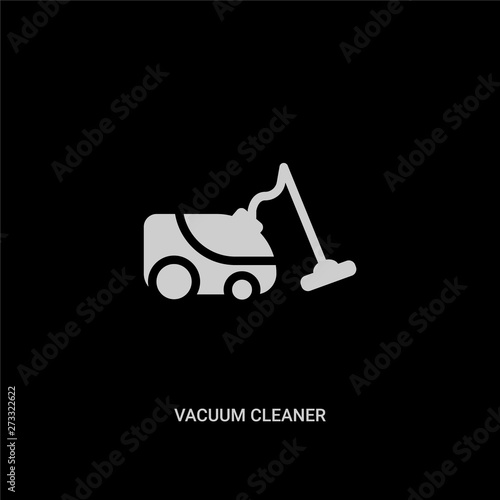 white vacuum cleaner vector icon on black background. modern flat vacuum cleaner from hotel and restaurant concept vector sign symbol can be use for web, mobile and logo.