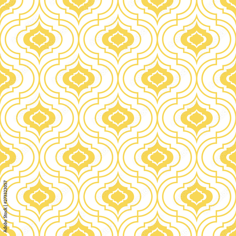 Geometric trellis pattern. Yellow and white seamless background. Screen  print vector texture. Website textured pattern. Oriental seamless  background. Vector seamless pattern for interior design Stock Vector |  Adobe Stock