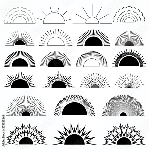 Sun burst, star burst and firework burst shapes, vintage logo, labels, badges elements