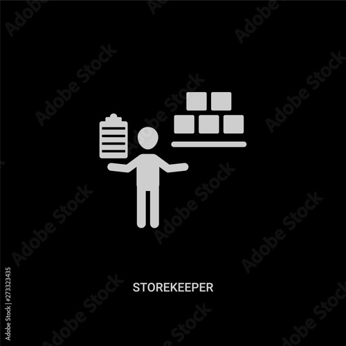 white storekeeper vector icon on black background. modern flat storekeeper from humans concept vector sign symbol can be use for web, mobile and logo.