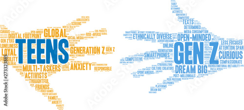 Teens Word Cloud on a white background. 