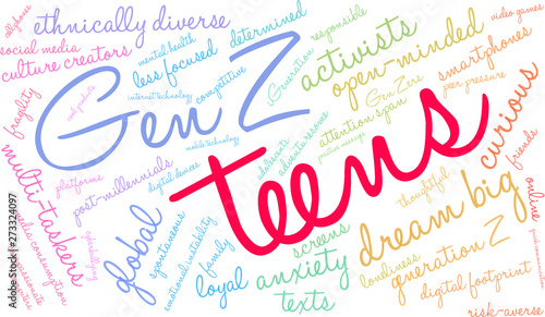 Teens Word Cloud on a white background. 