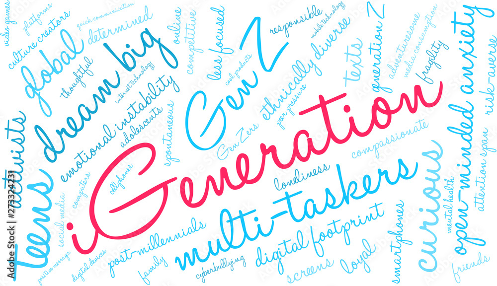 iGeneration Word Cloud on a white background. 