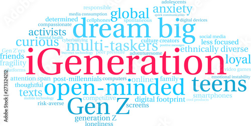 iGeneration word cloud on a white background. 