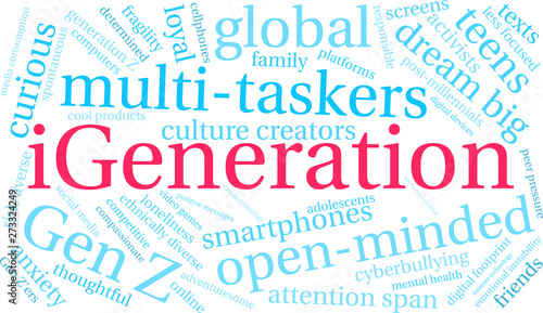iGeneration word cloud on a white background. 