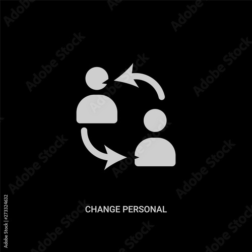 white change personal vector icon on black background. modern flat change personal from human resources concept vector sign symbol can be use for web, mobile and logo.