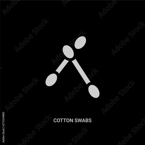 white cotton swabs vector icon on black background. modern flat cotton swabs from hygiene concept vector sign symbol can be use for web, mobile and logo.
