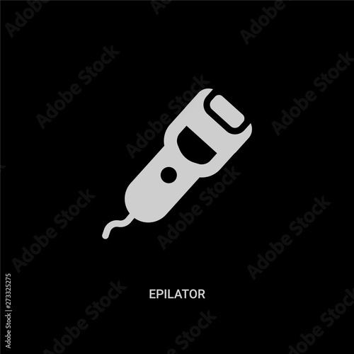white epilator vector icon on black background. modern flat epilator from hygiene concept vector sign symbol can be use for web, mobile and logo.