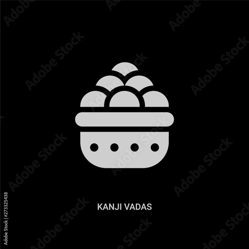 white kanji vadas vector icon on black background. modern flat kanji vadas from india and holi concept vector sign symbol can be use for web, mobile and logo.
