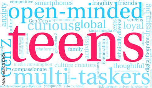 Teens Word Cloud on a white background. 
