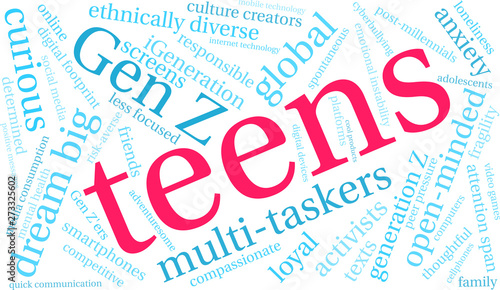 Teens Word Cloud on a white background. 