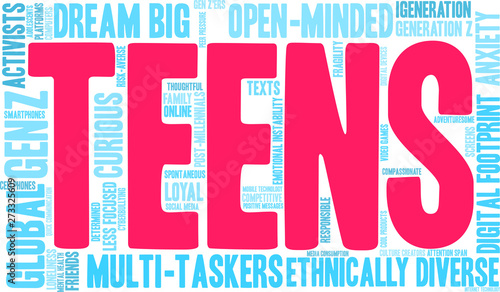 Teens Word Cloud on a white background. 