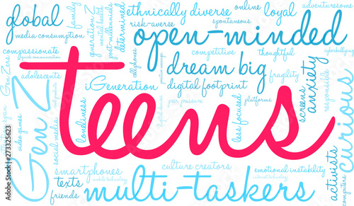 Teens Word Cloud on a white background. 