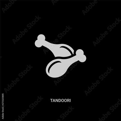white tandoori vector icon on black background. modern flat tandoori from india and holi concept vector sign symbol can be use for web, mobile and logo.