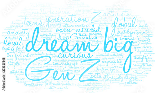 Dream Big Word Cloud on a white background. 