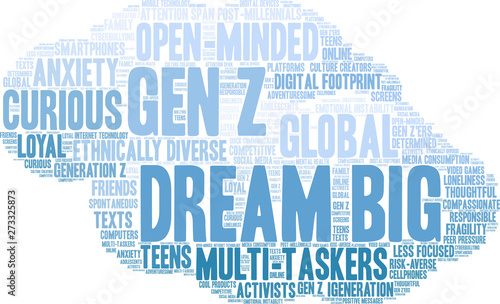 Dream Big Word Cloud on a white background. 