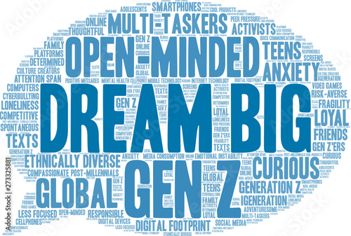 Dream Big Word Cloud on a white background. 