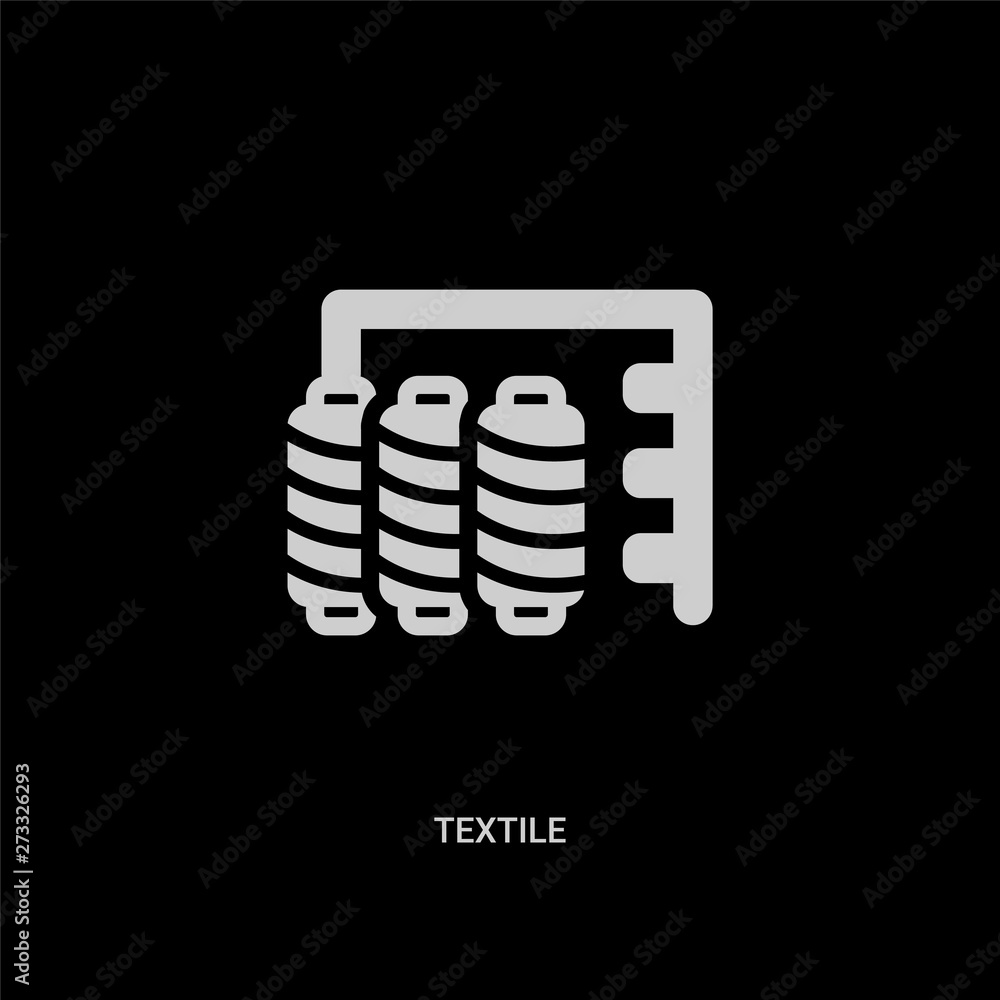 white textile vector icon on black background. modern flat textile from industry concept vector sign symbol can be use for web, mobile and logo. white textile vector icon on black background. modern flat textile from industry concept vector sign symbol can be use for web, mobile and logo.
