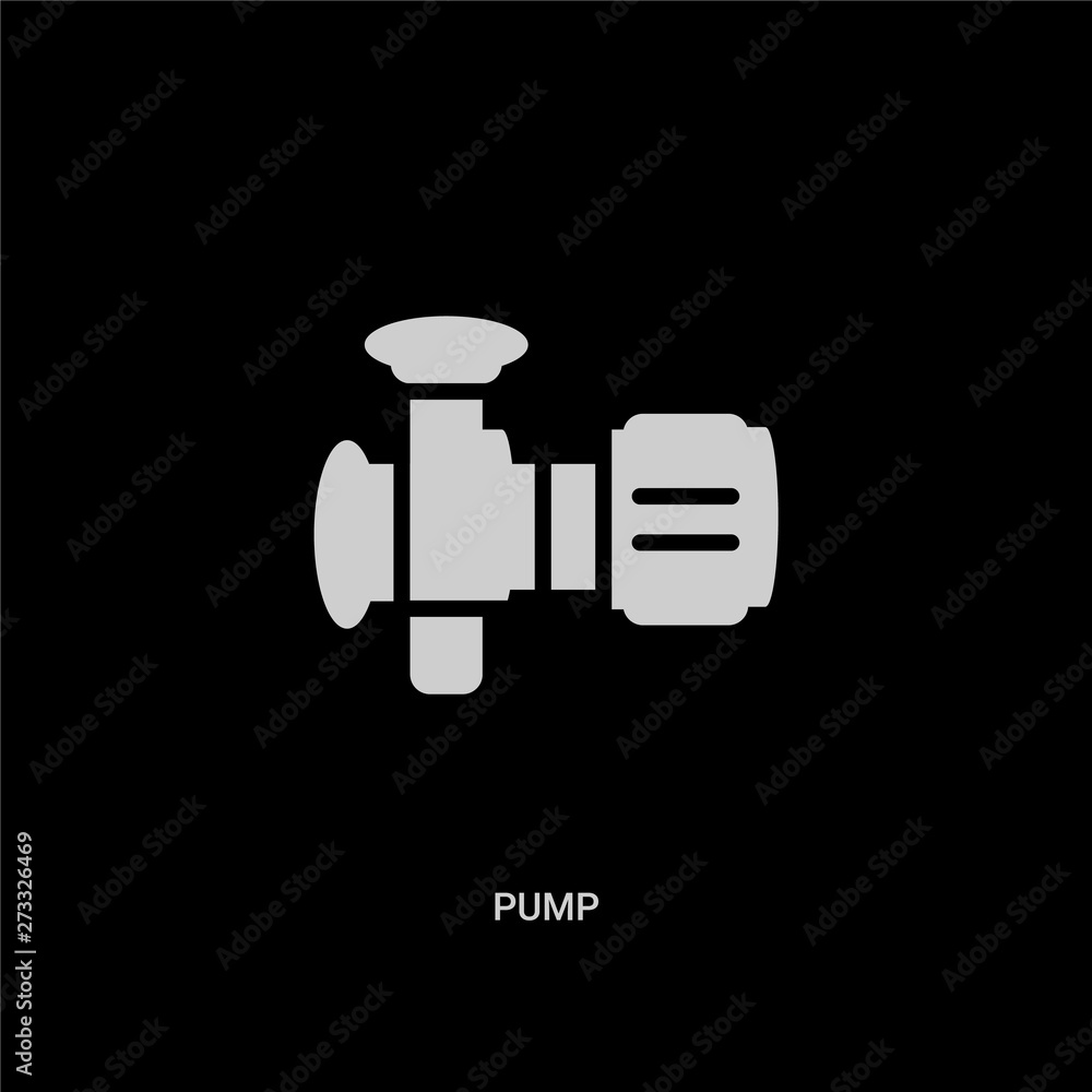 white pump vector icon on black background. modern flat pump from industry concept vector sign symbol can be use for web, mobile and logo. white pump vector icon on black background. modern flat pump from industry concept vector sign symbol can be use for web, mobile and logo.
