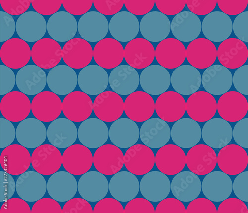 Seamless strips of circles. Rows of balls. Colorful seamless background with blue and pink. Geometric vector background.